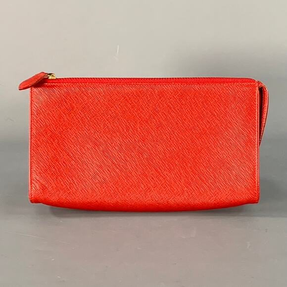 COACH Red Saffiano Leather Makeup Pouch - Picture 1 of 3